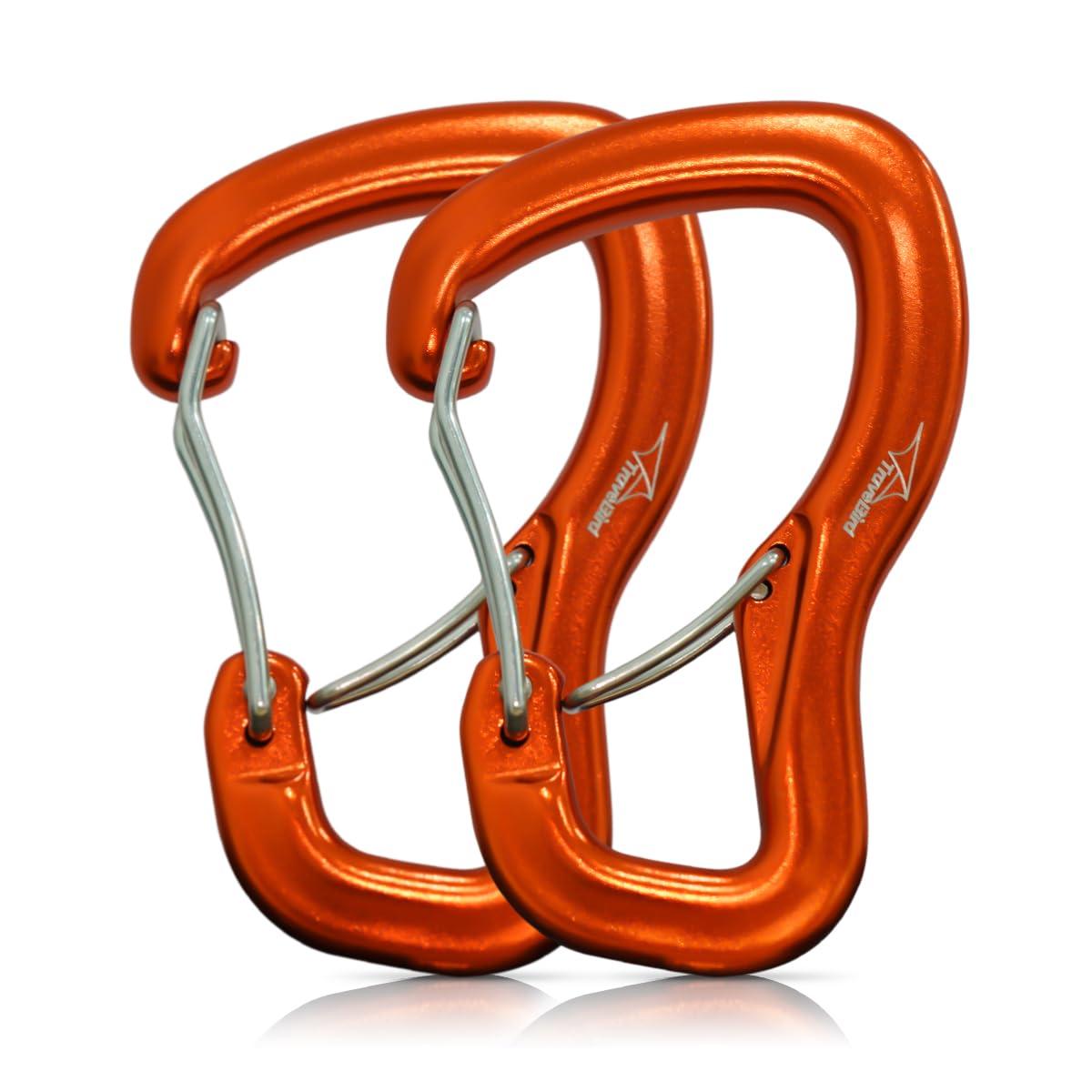 Travel Bird Travel Bird Heavy Duty Carabiner Clip Hook 8KN (1763 lbs), 2 PCS Ultra-Light Aluminum Caribeaners with Double Door D Ring Shape, for Hammock, Camping, Hiking, Backpacking, Dog Leash, Keychain Clip