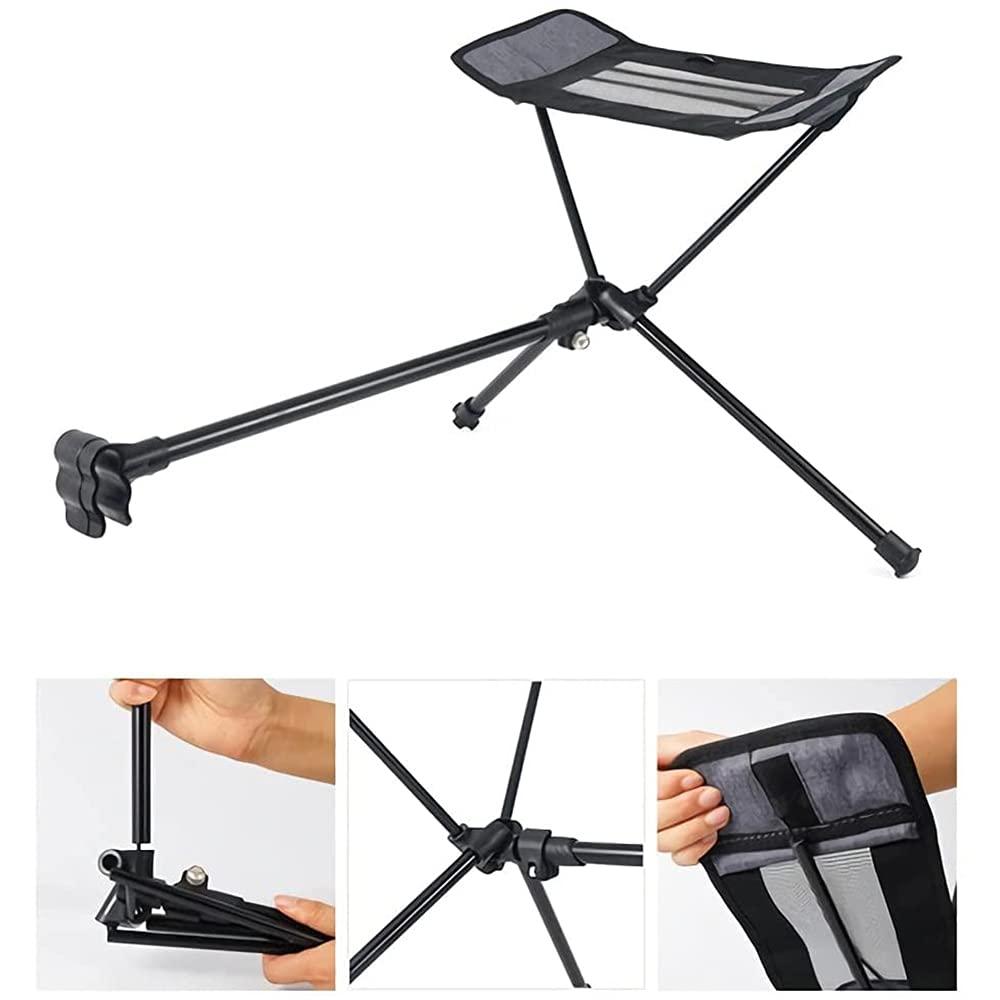 LSLANSOON Folding Attachable Footrest Leg Rest Camping Chair Accessories for Reclining Swing Chair Moon Chair Beach Chair (Black)
