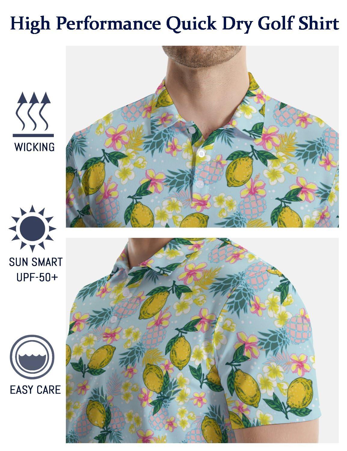 MSCPZH MSCPZH Mens Golf Shirts Hawaii Golf Polo Shirts for Men Short Sleeve Polo Shirts Golf Mens Polo
