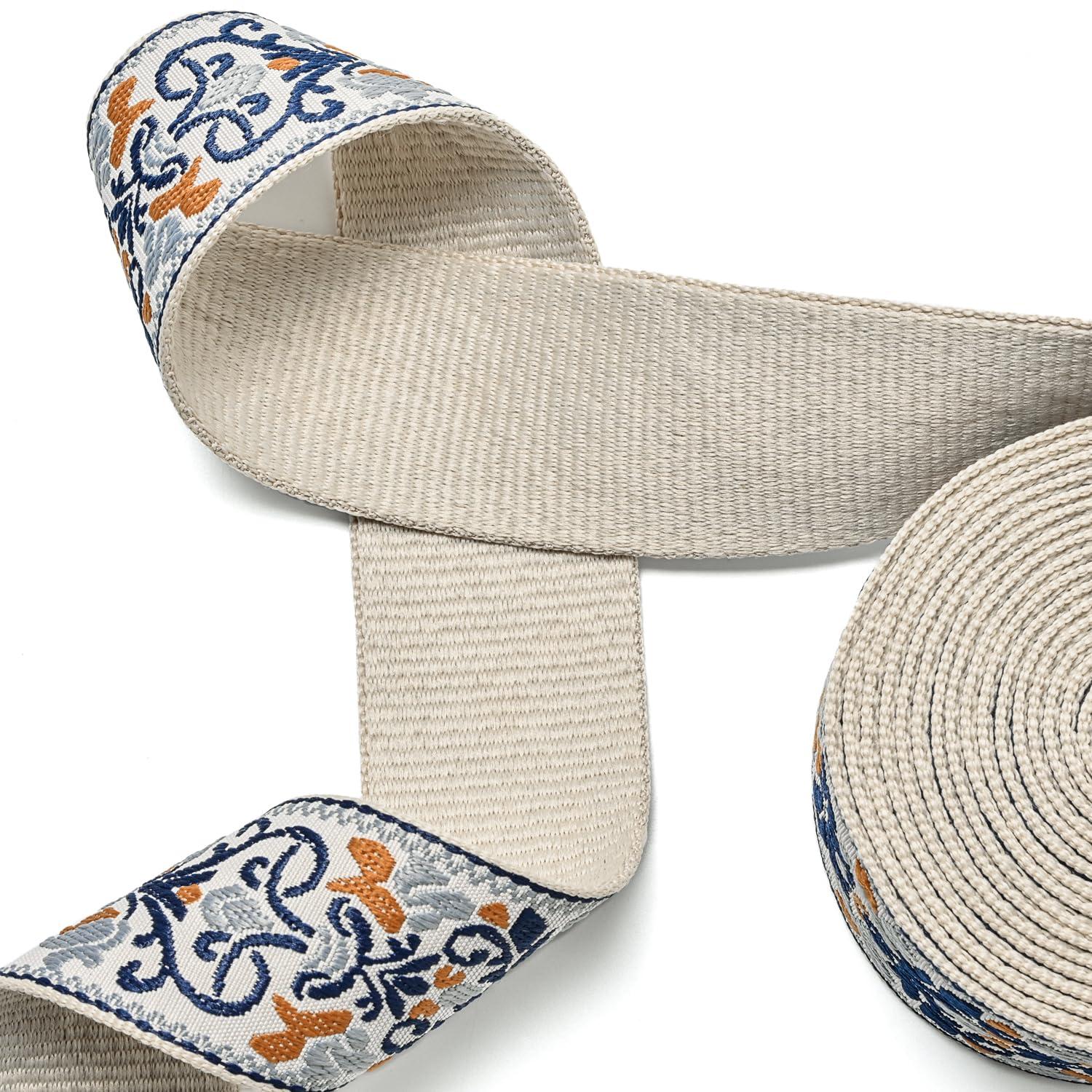 KIMPUDSEN KIMPUDSEN Cotton Webbing, Classic 1.5 Inch 2 Inch Heavy Duty Webbing Straps Perfect for Crafts and Sewing, Purse Strap, Belts