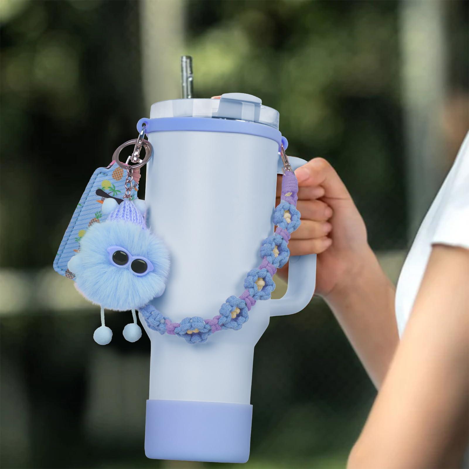 JUNIQUTE 6PCS Use for Stanley Cup Tumbler Accessories 40oz 30oz,Compatible with Stanley Cup Tumbler Water Bottle Handle Sling Strap for Carrying (blue)