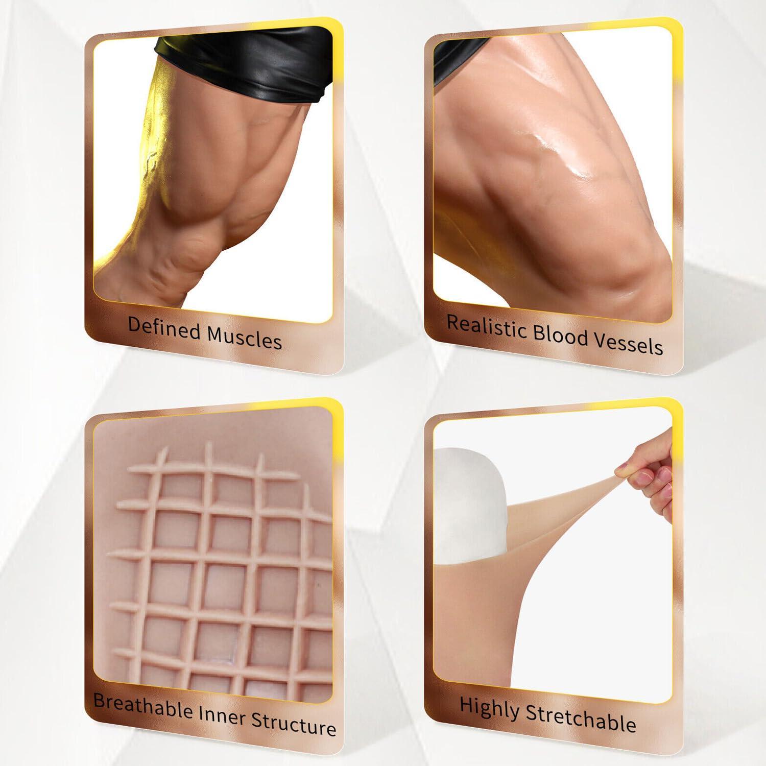 Oppaionaho Oppaionaho Silicone Muscle Pants Realistic Fake Leg Shaper for Men Muscle Suit, Artificial Silicone Fake Man Simulation Muscle Pants (#1,Free Size)