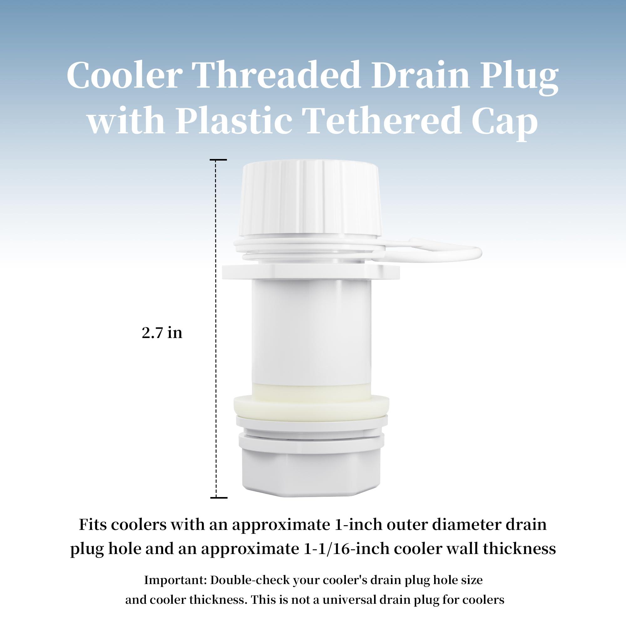 HQAPR HQAPR Threaded Drain Plug with Plastic Tethered Cap for Cooler,Compatible with Igloo 50-165 Qt Coolers, Cooler Drain Plug Replacement Parts