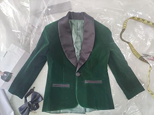 Setwell Boys Velvet Blazer Kid Toddler Tuxedo Suit Jacket Dark Green 3T Sports Coat Toddlers