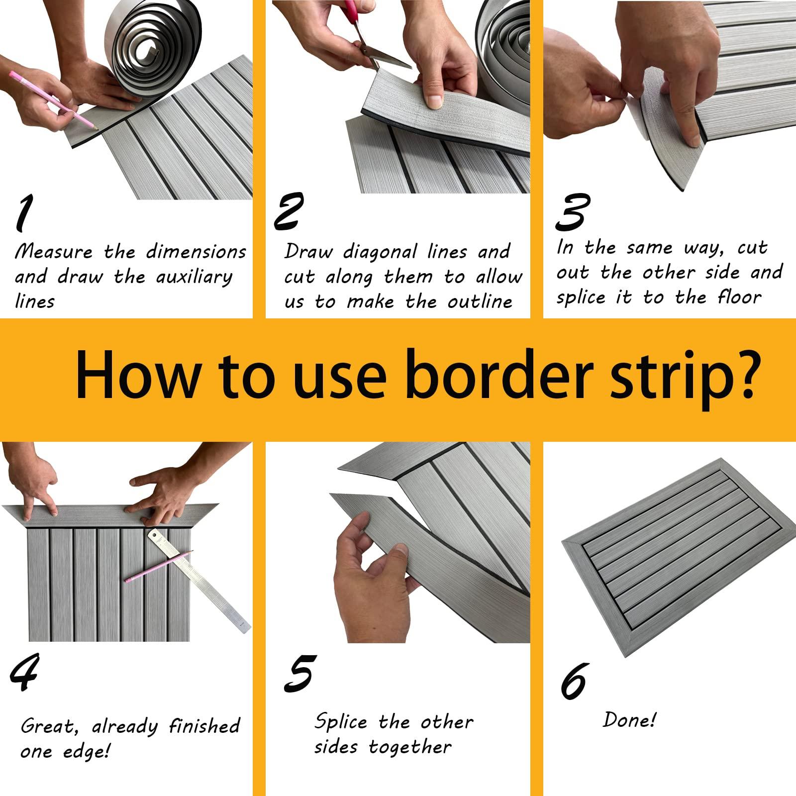 KXKZREN KXKZREN Boat Flooring EVA Foam Decking Sheet Faux Teak Marine Mat Marine Carpet Cooler Tops Non-Slip Self-Adhesive Flooring for Motorboat RV Yacht Kayak Swim Platform 94\" x 47\"/44\"/35\"/23\"/16\"