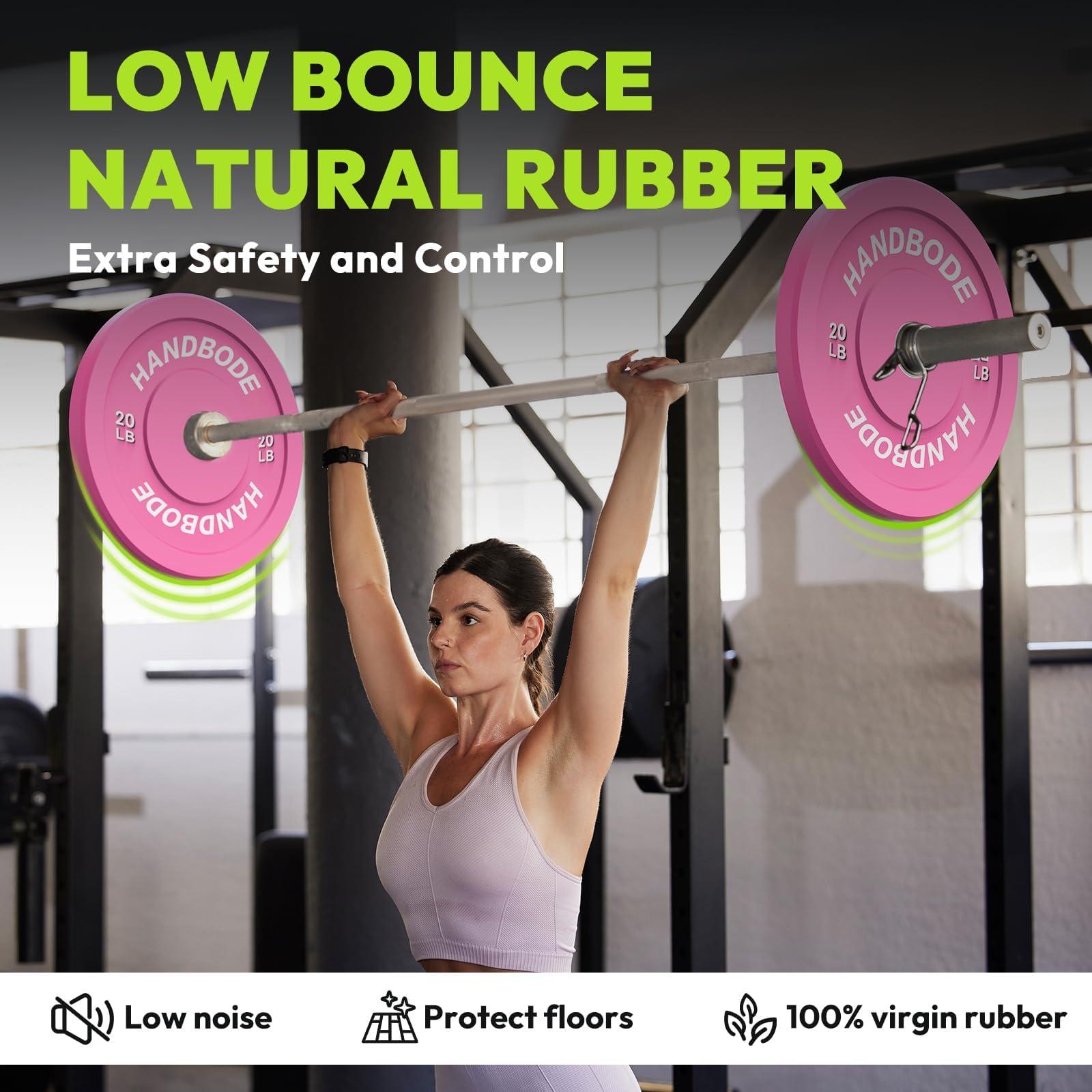 HANDBODE HANDBODE Bumper Plates Olympic Weight Plates, Colored Rubber plate for Weight Lifting and Strength Training 100LB