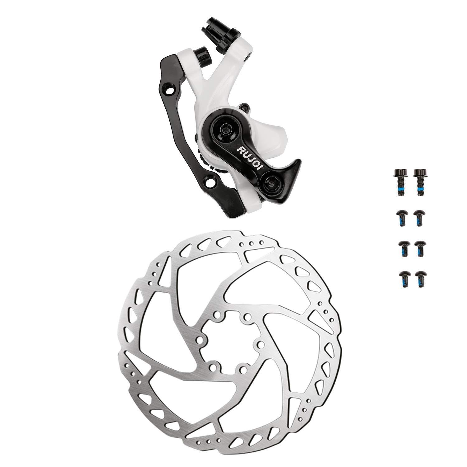 RUJOI RUJOI Bike Disc Brake Kit, Aluminum Front Caliper, Full Aluminum Alloy Bicycle Brake Lever, 160mm Rotor, Mechanic Tool-Free Pad Adjuster for Road Bike, Mountain Bike (1 Set)
