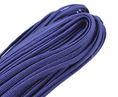 BORED? PARACORD! Coreless 550 Paracord - Flat Hollow Cord - Great for Computer Cable Sleeve - FS Navy 100 Feet