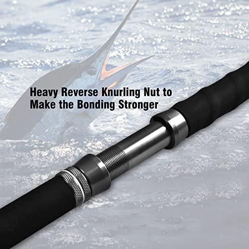 Fiblink Fiblink 1-Piece Saltwater Offshore Heavy Trolling Rod Big Game Roller Rod Conventional Boat Fishing Pole with Roller Guides (6\',80-120lb)