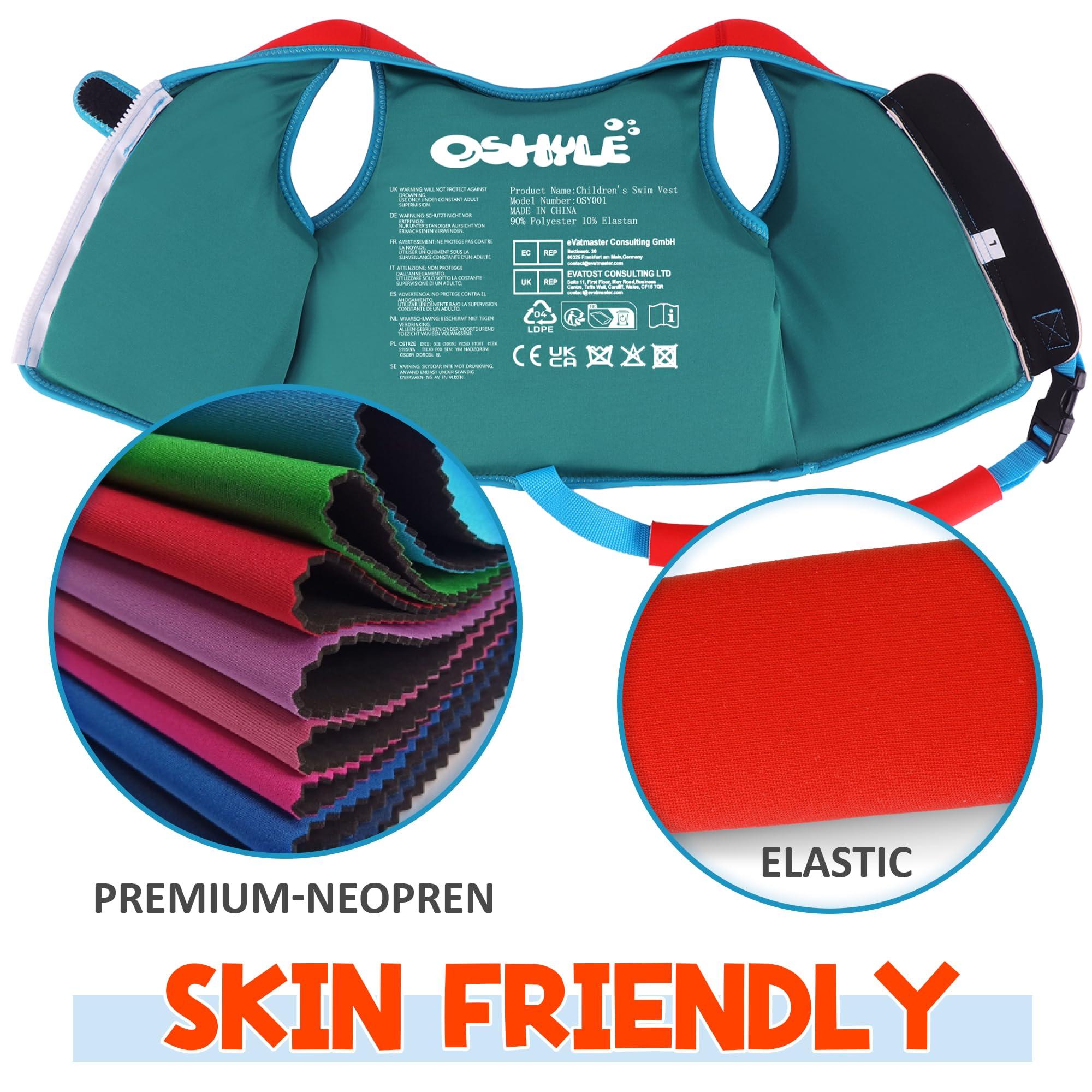 OSHYLE OSHYLE Children\'s Girls Boys Swimming Vest for Toddlers with Adjustable Safety Straps Age 1-9 (Dinosaur, M(3-6))