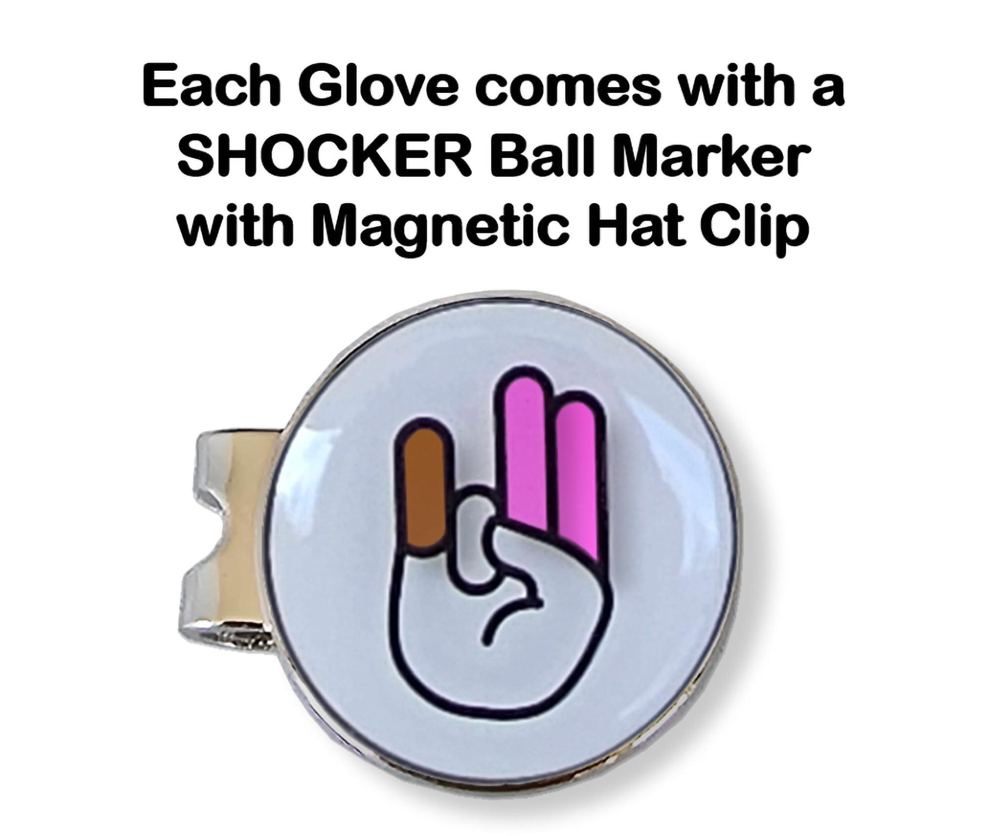 Scale Wear Design Scale Wear Design Funny Golf Glove Ball Marker - Plus Hat Clip Shocker Cabretta Leather Adult Men's Golf Gloves Gag Gift Mens 2 Pink 1 Brown Finger