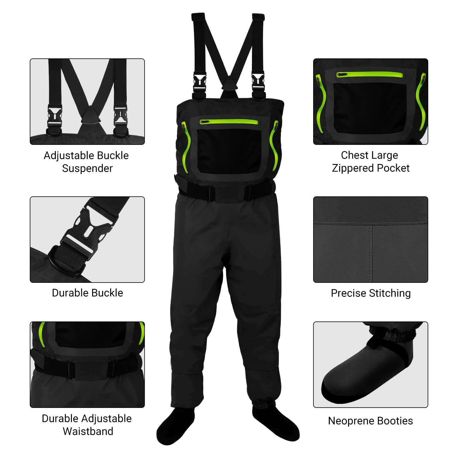 HotSrace HotSrace Chest Fishing Waders for Men and Women, 3-plyer Nylon Waterproof Lightweight Waders with 4mm Neoprene Stockingfoot