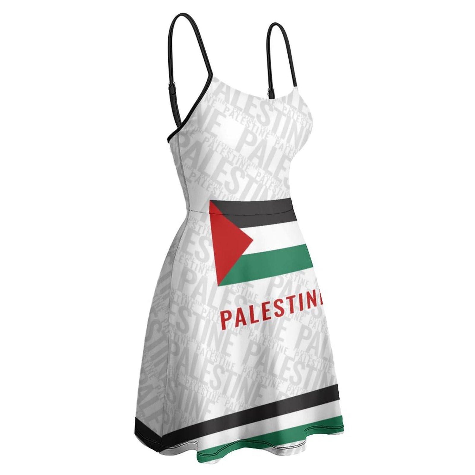 RIVNGJDE15152 Palestinian Free Palestine Casual Womens Mini Dress Club Party Slip Tank Dress Adjustable Strap Sundress M