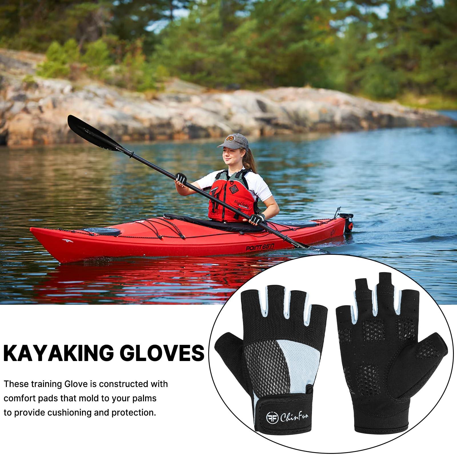 ChinFun Kayaking Gloves 3/4 Finger - Provide Cushioning and Protection, with Resistant Palm and Grip, Easy to Take on and Off, Perfect for Diving, Sailing, Kayaking - Men, Women, Youth