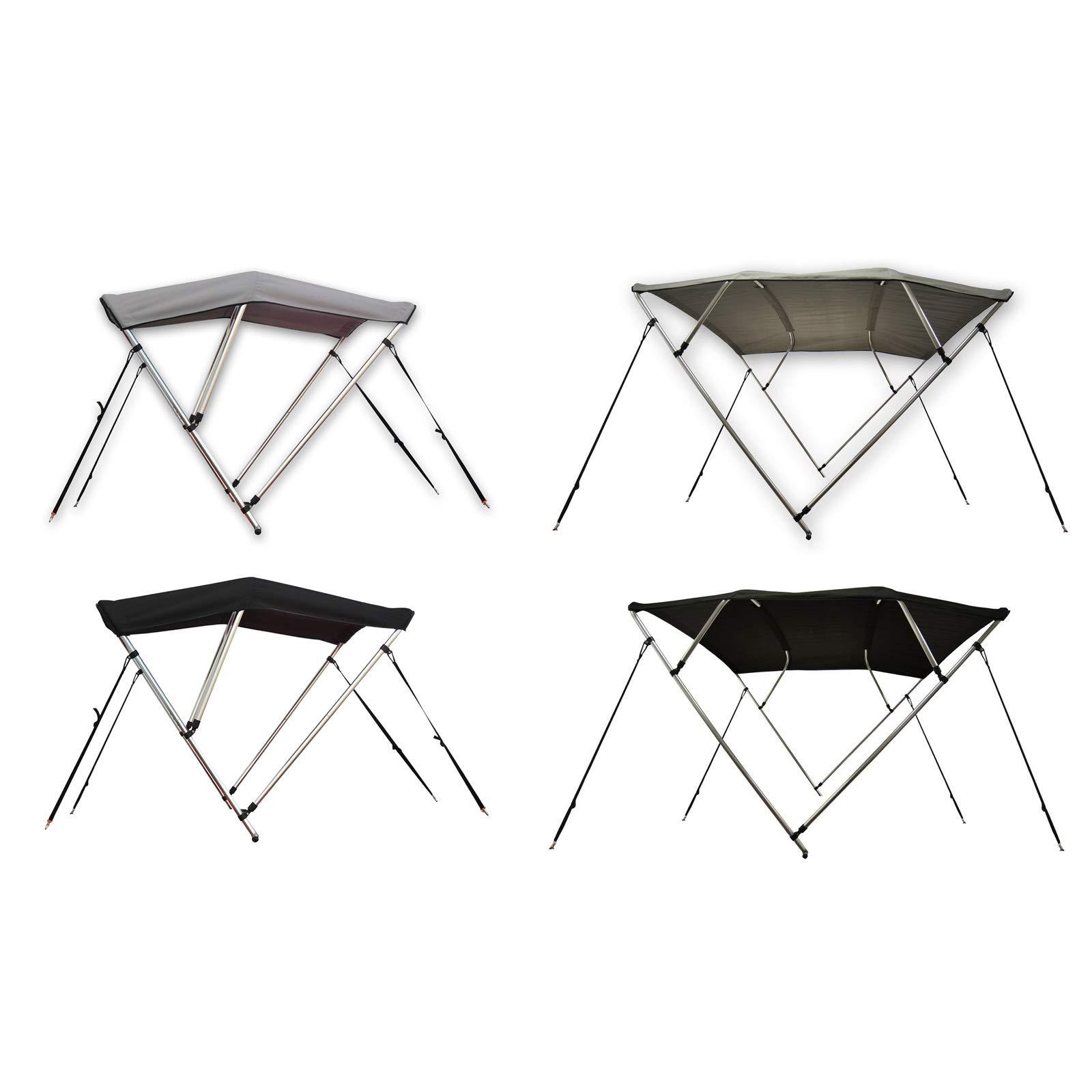 Seamax Seamax Bimini Top Solution for Inflatable Boat, Fiberglass Boat & Aluminum Boat (Size B - L60 x W54-58 x H46, Black Bimini + 2 Pontoon Kit +Rear Pole)