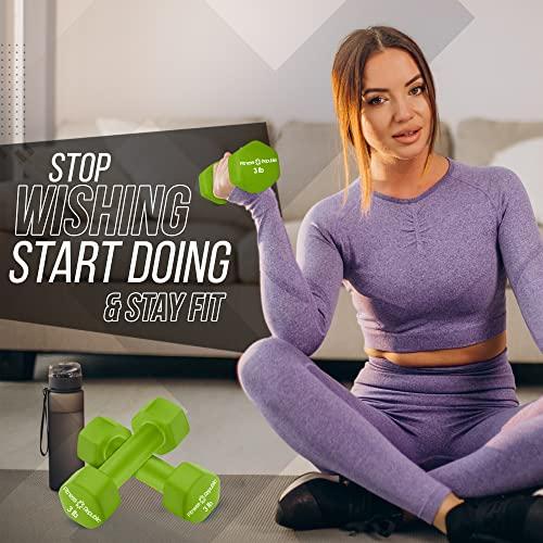 Fitness Republic Fitness Republic 3LB Neoprene Workout Dumbbells Set of 2 - Non Slip, Anti Roll Exercise & Fitness Dumbbells - Hex Shaped Hand weights for Men & Women - Ideal for Home and Gyms training