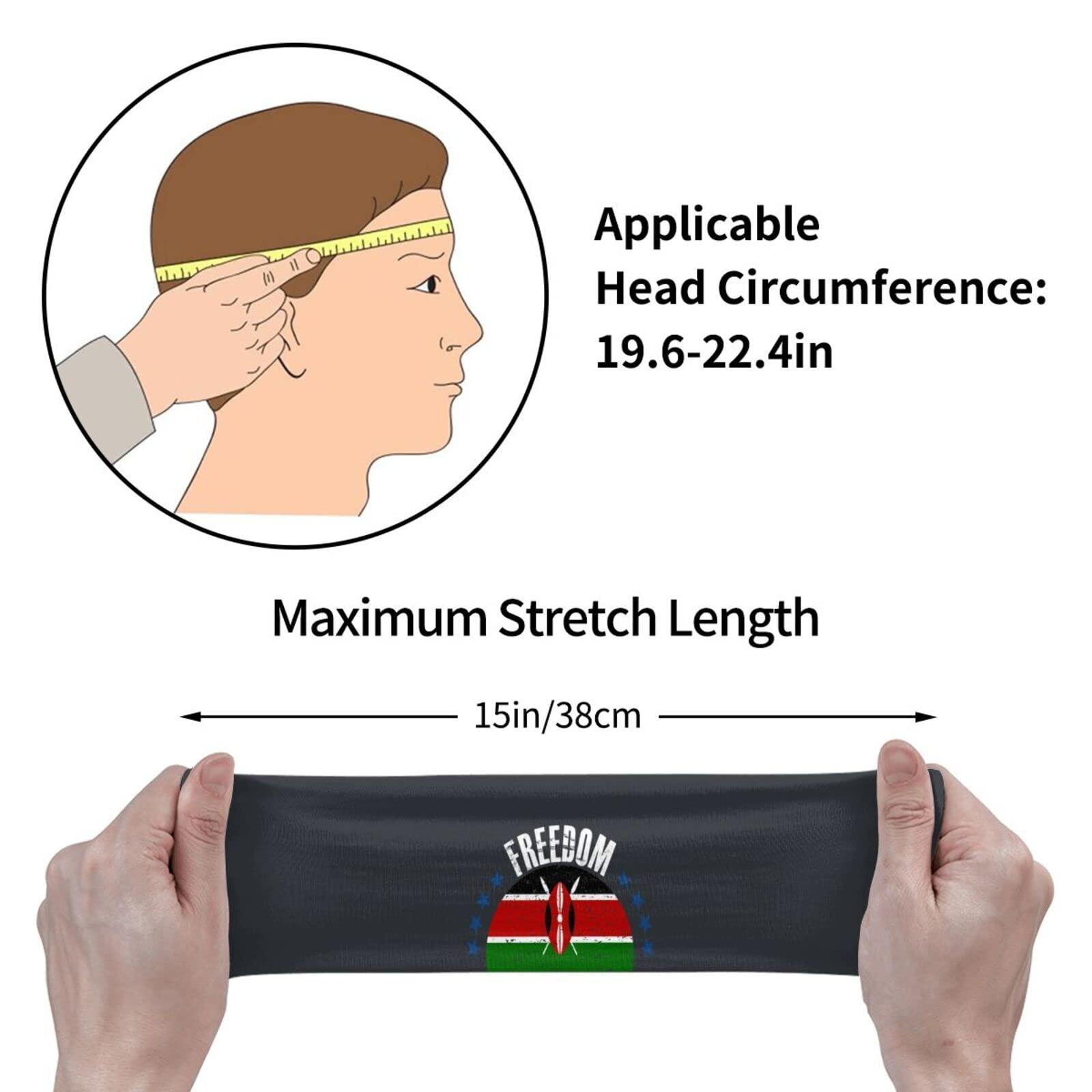 MULIHU The Kenya Flag and Freedom Headbands for Men Women Wicking Sports Sweatband for Running Basketball Yoga Hairbands