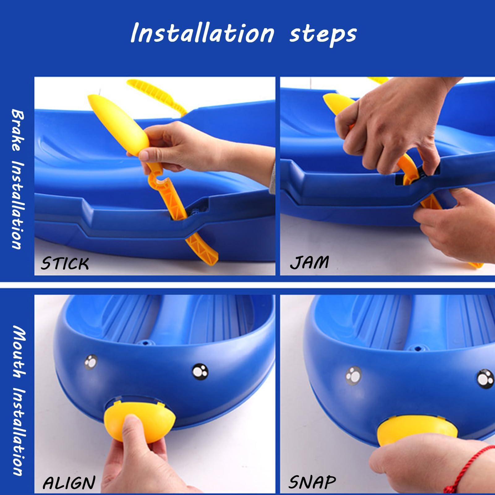 TUOYIBO Thickened Wear-Resistant Sledge, Children's Snowboard Sledge, Plastic Sledge, Adult Sledge with Backrest