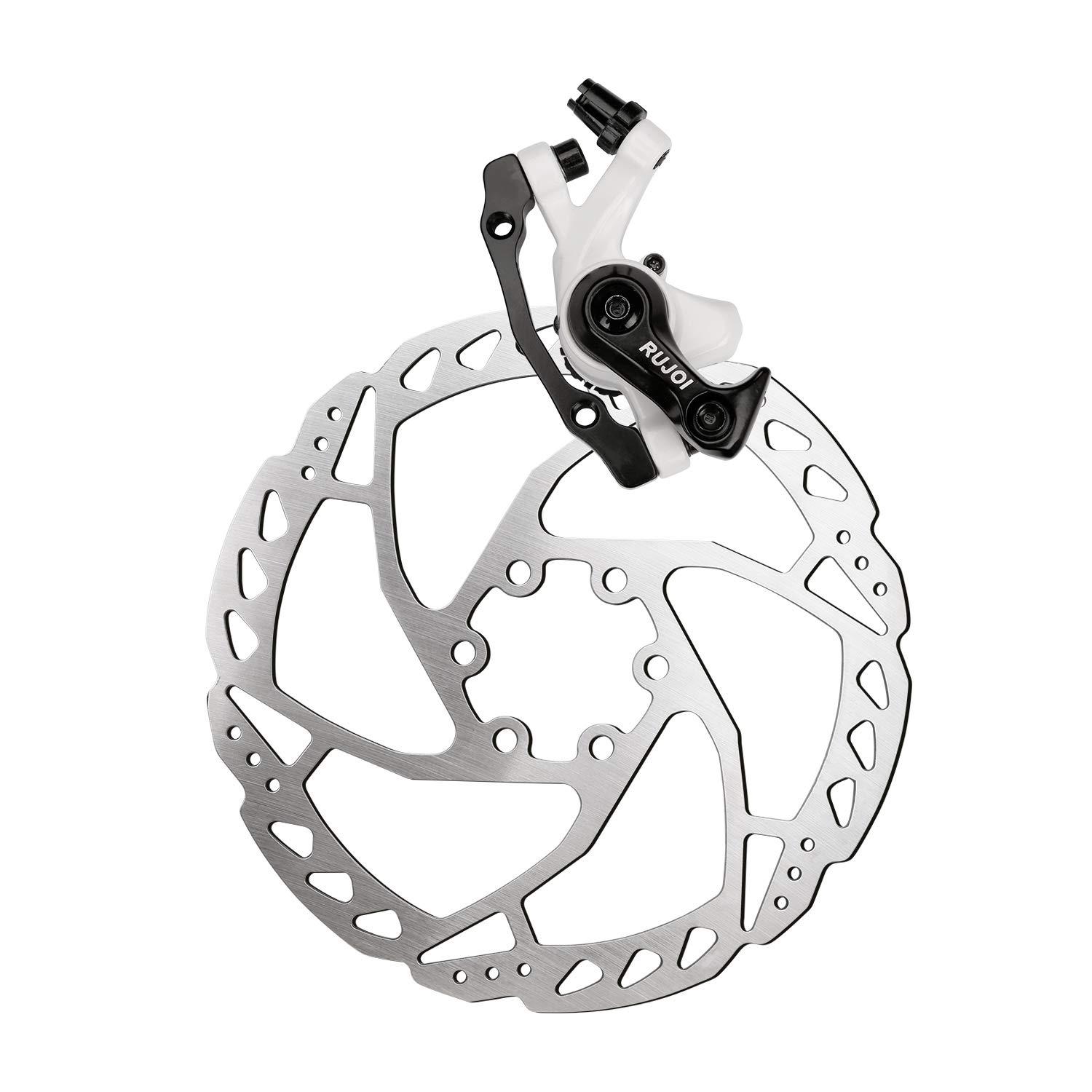 RUJOI RUJOI Bike Disc Brake Kit, Aluminum Front Caliper, Full Aluminum Alloy Bicycle Brake Lever, 160mm Rotor, Mechanic Tool-Free Pad Adjuster for Road Bike, Mountain Bike (1 Set)