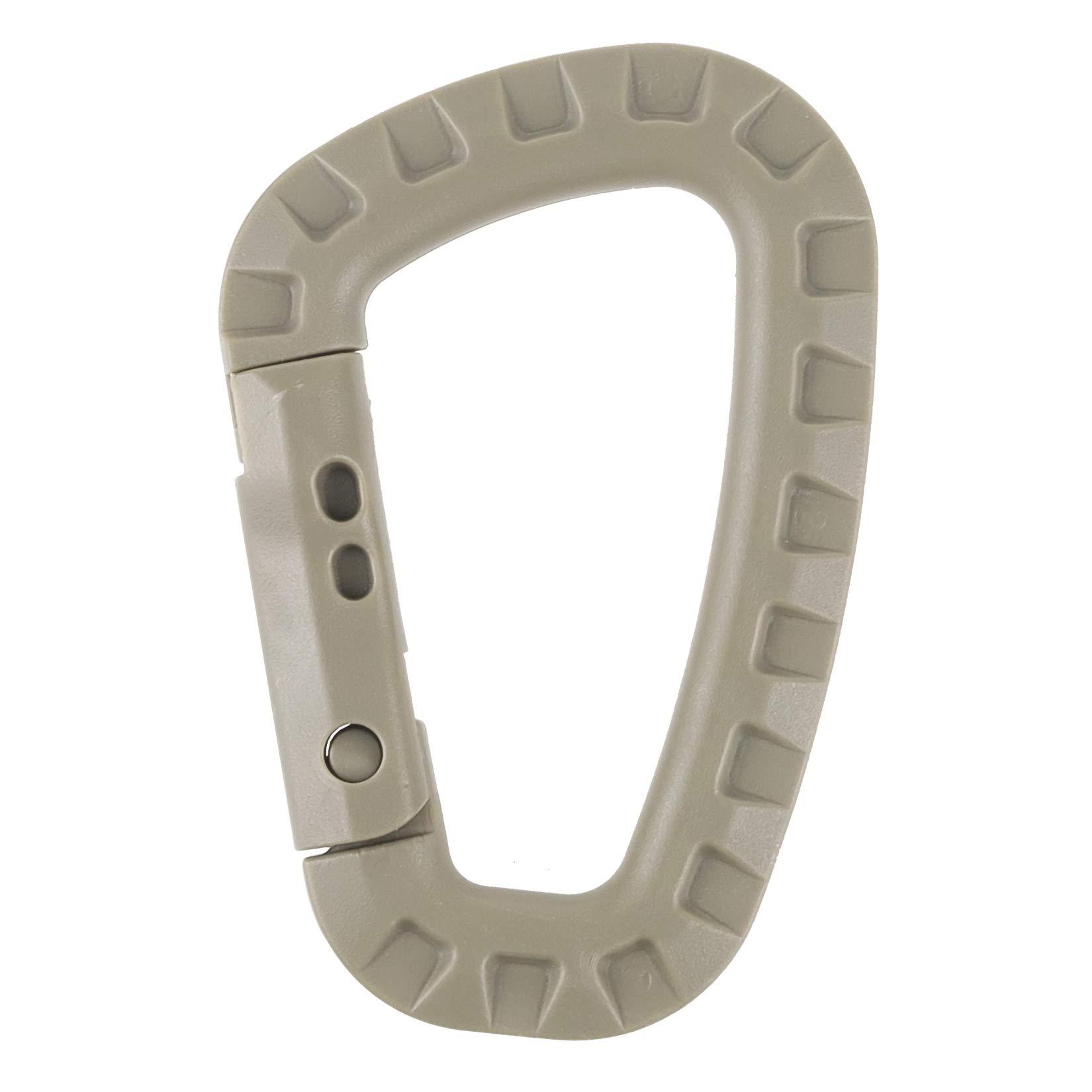 IEBUOBO IEBUOBO 12 Pack Khaki Carabiner Keychain - Hard Polymer Carabiners Climbing D Rings Light Weight Spring Snap Gear Clip Utility Hooks Backpack Hanging Buckle for Camping Hiking Fishing