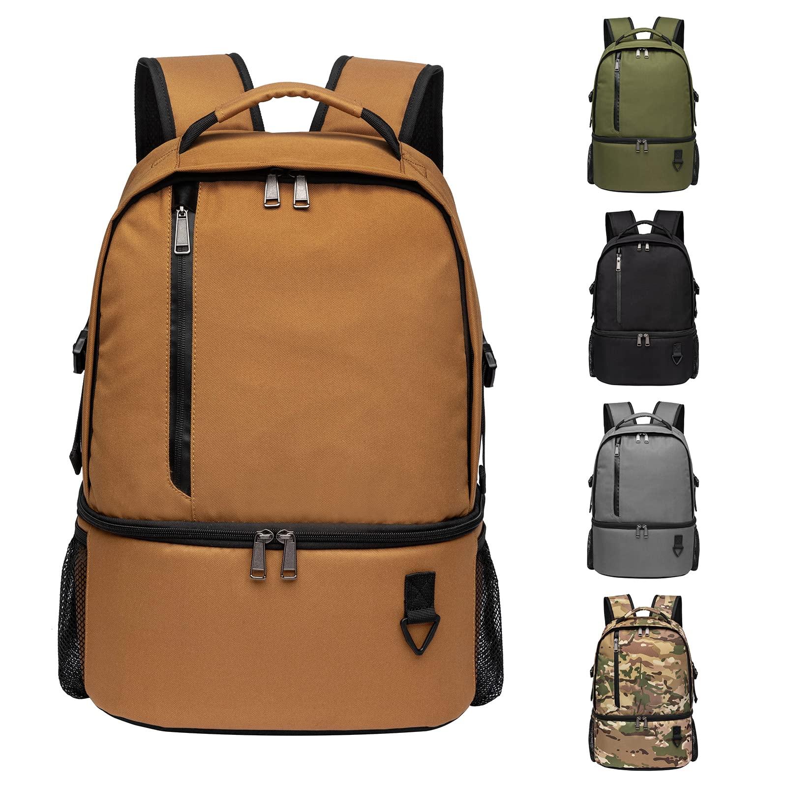 TUGUAN TUGUAN Insulated Cooler Backpack 38/42 Cans Double Deck Leakproof Lightweight Soft Lunch Backpack Small Cooler Bag Beach Picnic, Brown