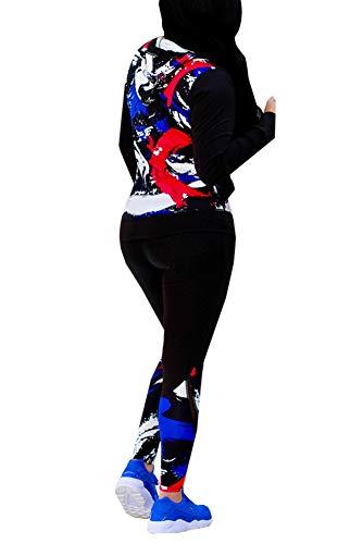 Bluewolfsea Bluewolfsea Womens Jogging Suits 2 Piece Set Color Block Zip Up Jacket Hoodie and Sweatpants Set jogger Sets Medium Red