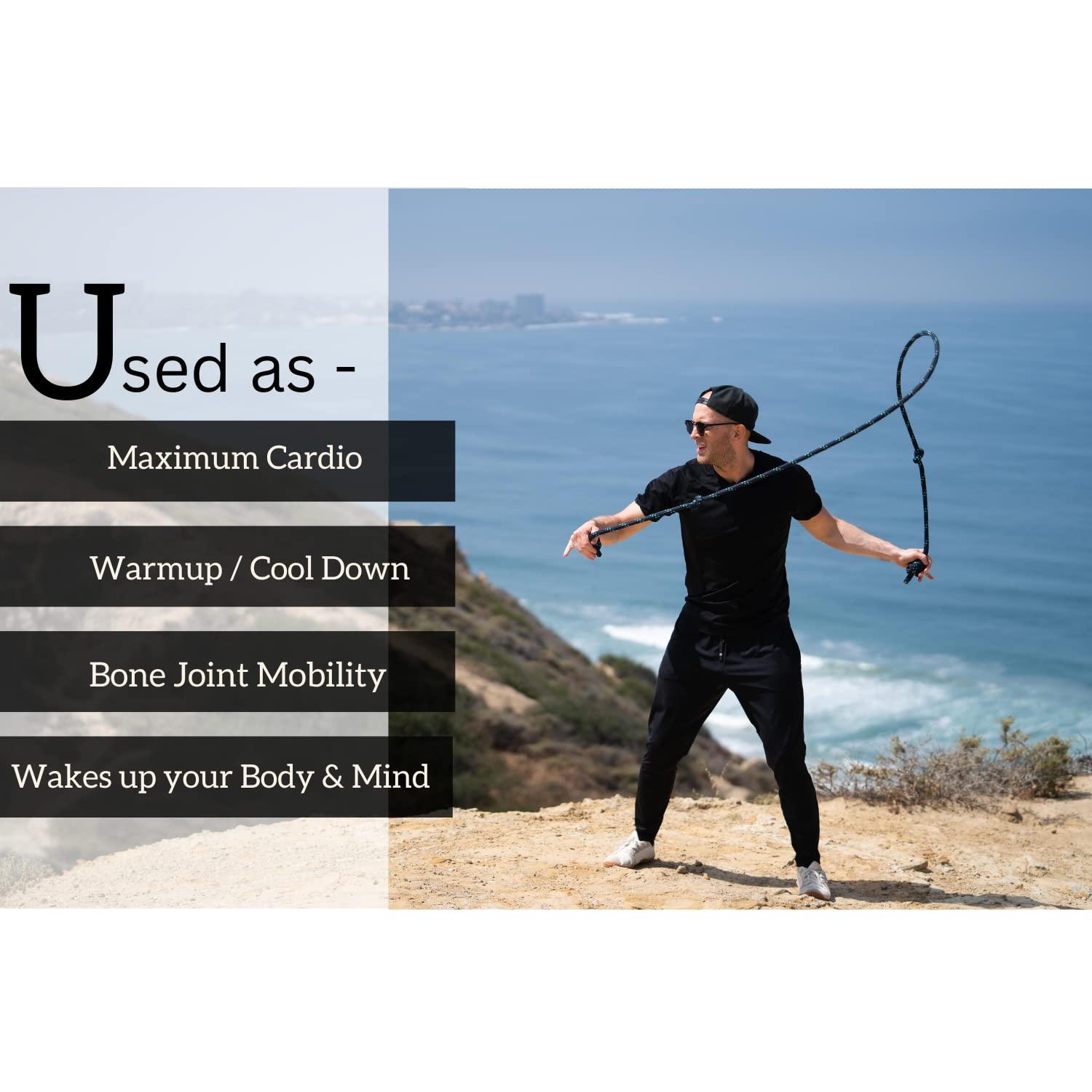 AXiOFiT Flow Rope Exercise Jump Rope 500g (1.10lb) Weighted Flow Jump Rope for Cardio, Boxing, HIIT & Upper Body Fitness Adjustable Double Woven Workout Rope for Men, Women, Beginners Indoor & Outdoor Use