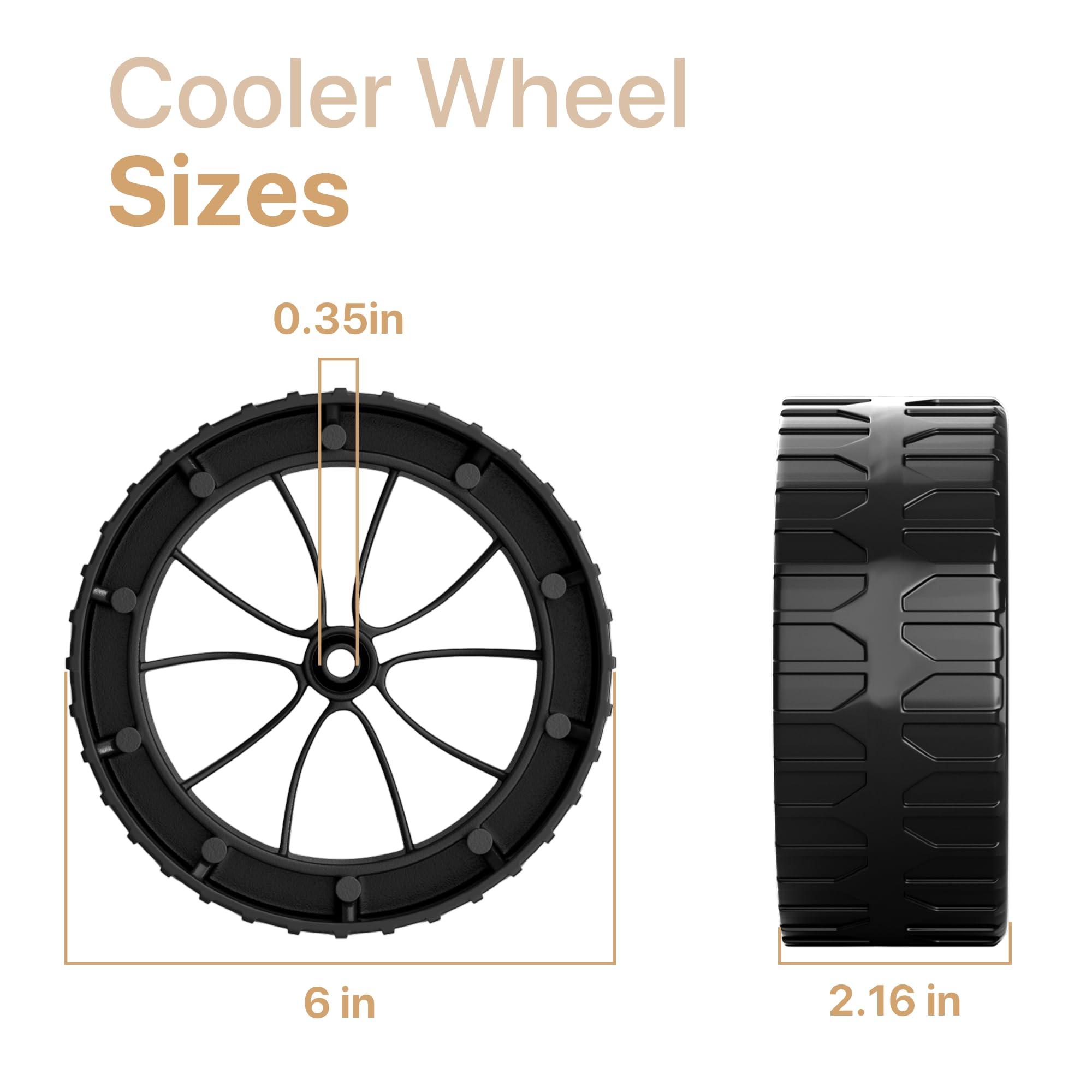 LBB-Parts LBB-Parts 6 Inch Cooler Wheel,Compatible with Most Igloo Coolers - Yukon 90 QT,Glide 110 QT,Ice Cube 58 QT/60 QT,Maxcold Latitude 62 QT etc,6'' Cooler Replacement Wheels kit(6'' Black Wheels)