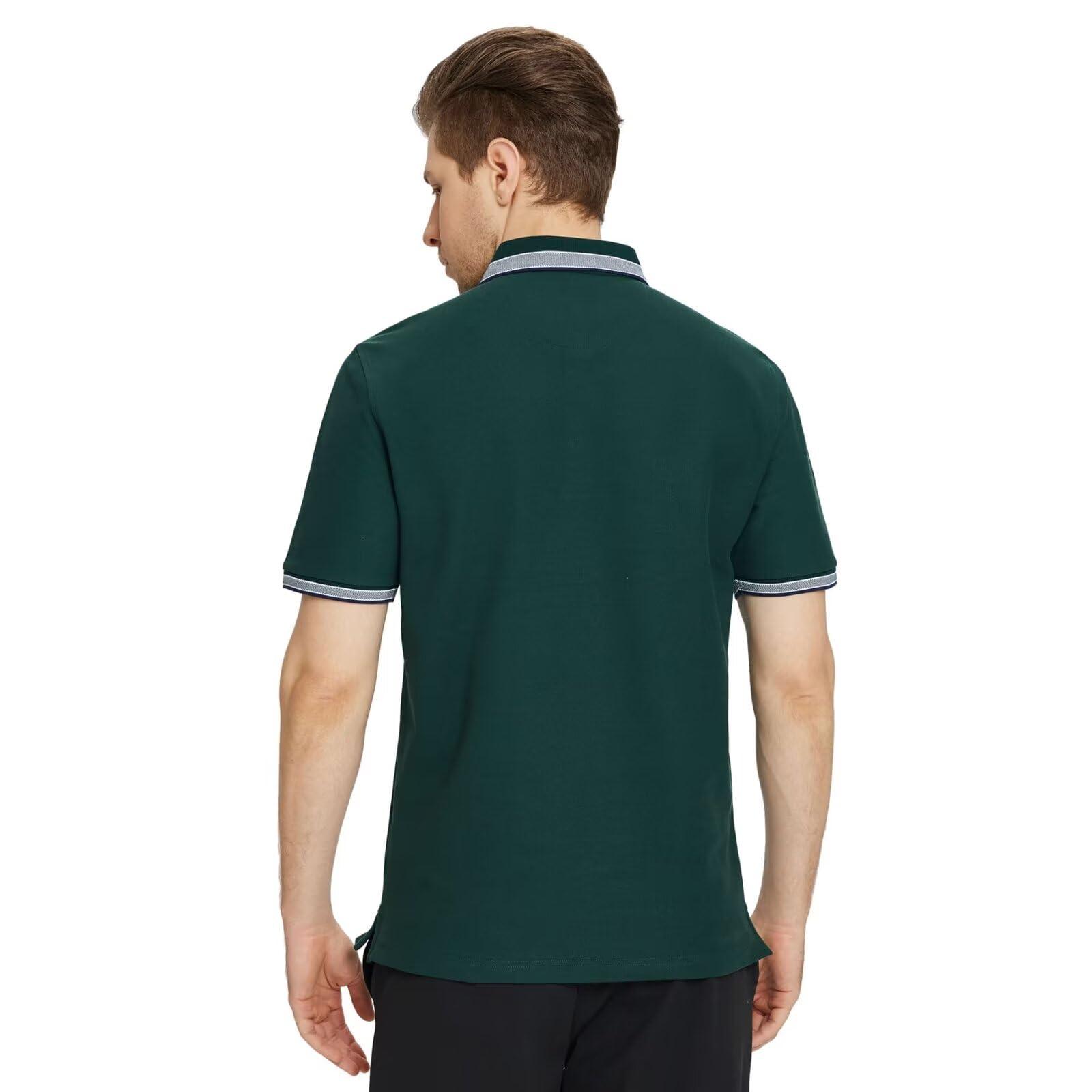 VEBOON Mens Short Sleeve Polo Shirts Summer Breathable Dry Fit Performance Moisture Wicking Collared Polo Shirts Dark Green