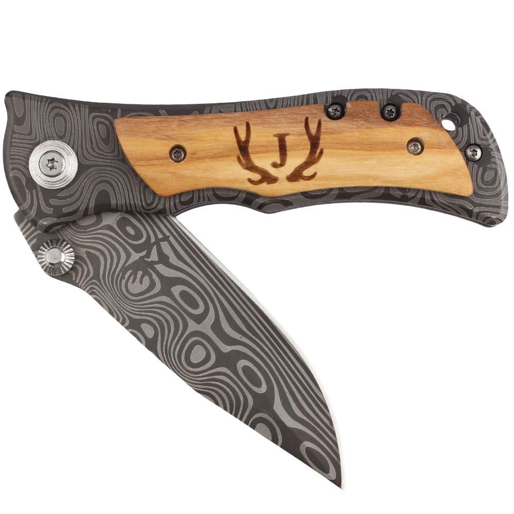 Fanfoobi Fanfoobi Laser Engraved Pocket Knife with Monogrammed J for Him