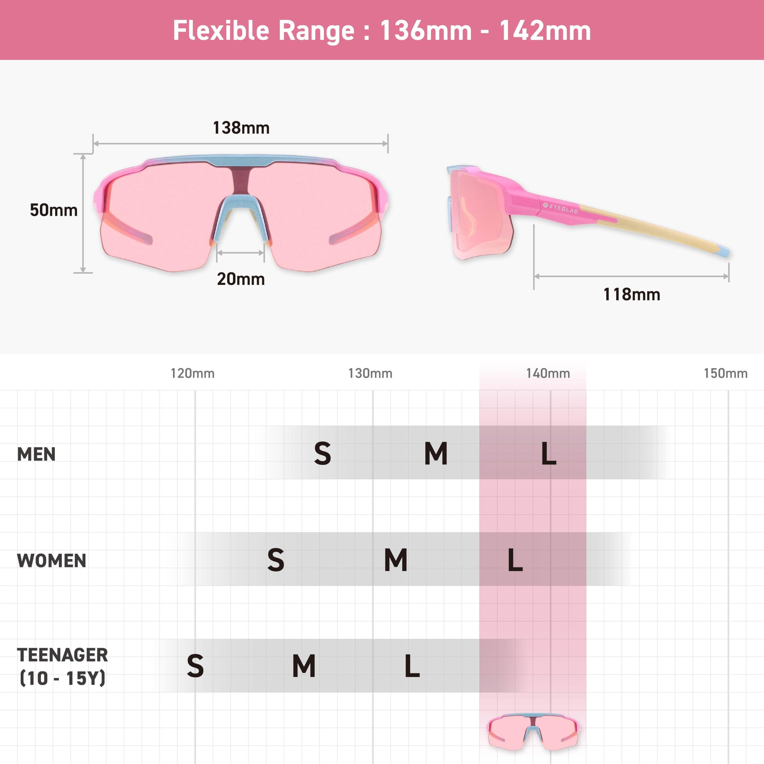 EYEGLAD EYEGLAD MOTIONVIEW Sports Sunglasses Outdoor HD High Contrast UV400 Running Baseball Softball Sports Eco-friendly (Bubblegum Pink)