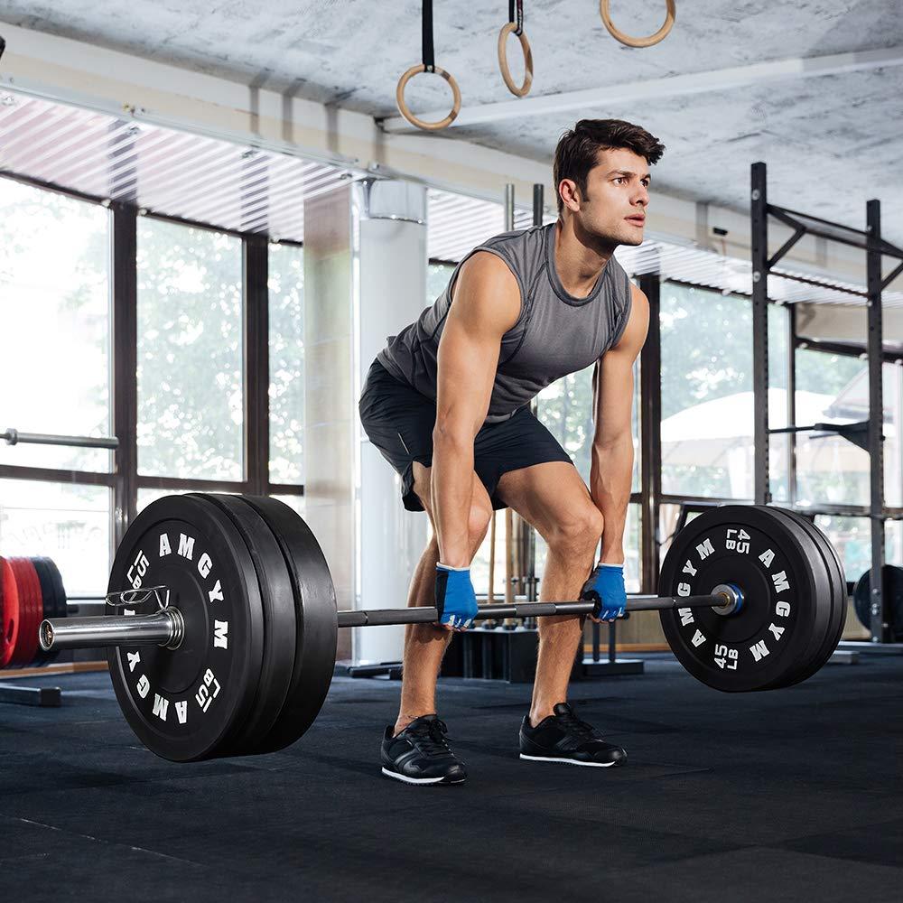 AMGYM AMGYM LB Bumper Plates Olympic Weight Plates, Bumper Weight Plates Steel Insert, Strength Training Pair