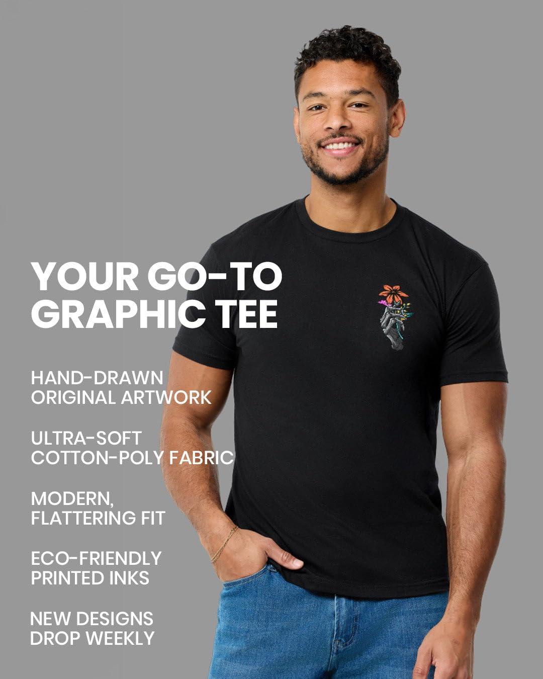 INTO THE AM INTO THE AM Cosmic Camp Graphic Tee for Men - Short Sleeve Design T-Shirts (Navy, Large)