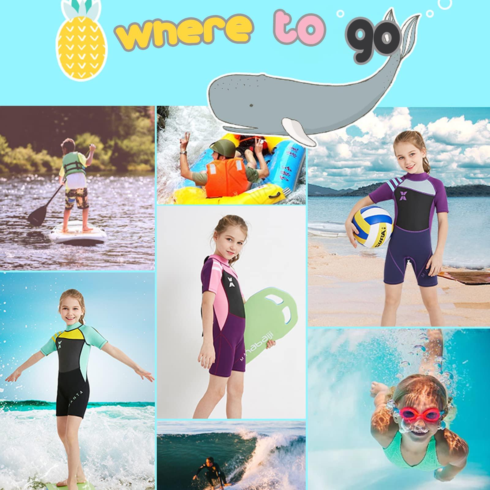 NATYFLY NATYFLY Kids Wetsuit, 2.5mm Neoprene Thermal Swimsuit, Shorty Wetsuit for Girls Boys and Toddler, Short Sleeve Kids Wet Suits for Swimming