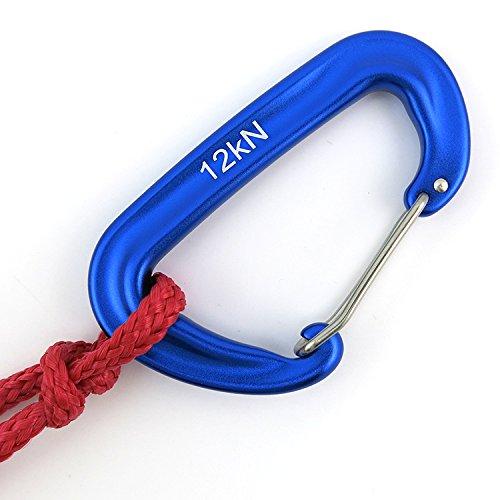 Outmate Outmate 12kN Heavy-Duty Carabiner Clips - Durable, Lightweight Aluminum Alloy Carabiners for Hiking, Camping, Keychains, Dog Leashes, Hammocks & More(Wire gate,2 Blue)