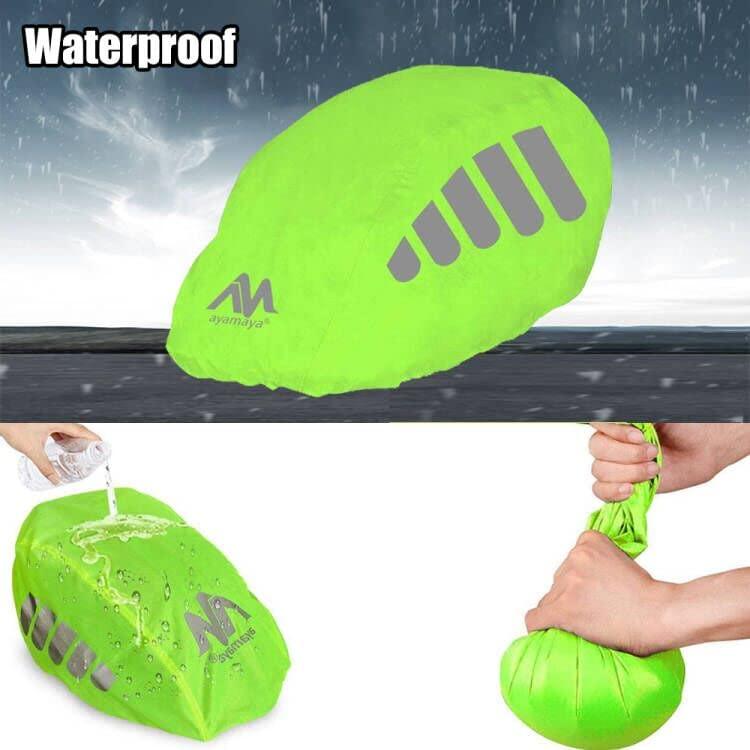 HIKERBRO HIKERBRO Bicycle Helmet Rain Covers, Waterproof Cycle Helmet Cover, Bike Helmet Cover with Reflective Stripes, Windproof High Visibility Helmet Covers for Men Women, Large