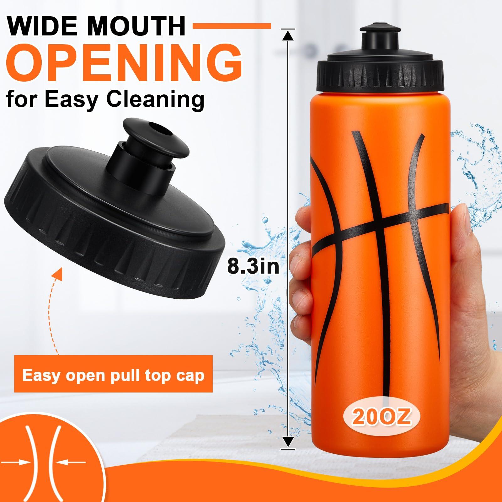 Yaomiao Yaomiao 12 Pcs Basketball Water Bottle 20 oz Reusable BPA Free Squeeze Water Bottles Basketball Stuff for Team Sports Party Favors Gifts (Orange)