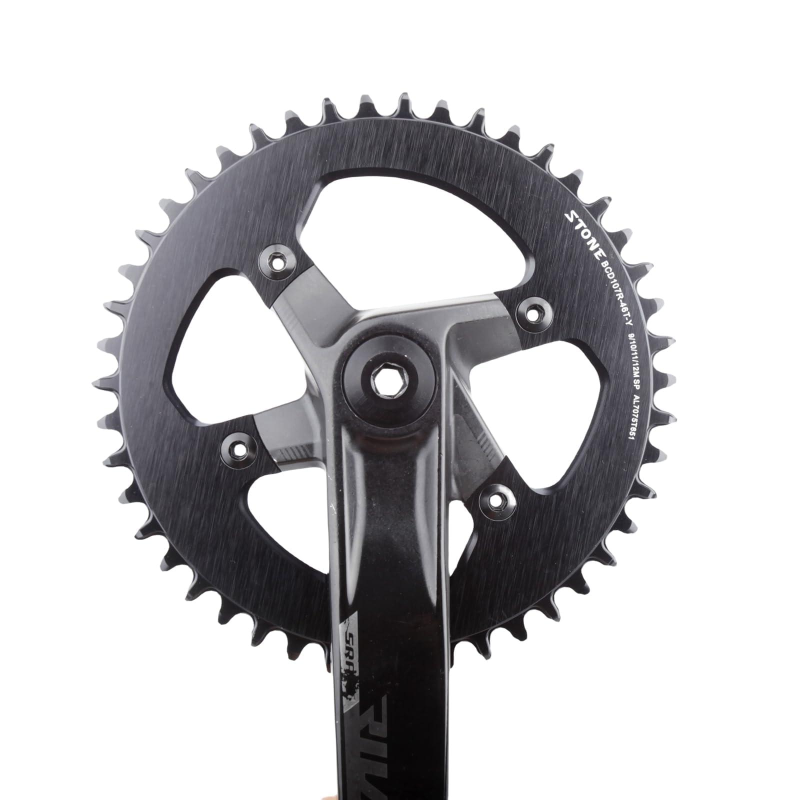 DJC Components DJC Stone Round Chainring 107BCD for Sram Rival Crankset 107 Bcd Road Bike 34 36 40 42 44 46 48 50 52 54 56 58 60T AXS Flattop