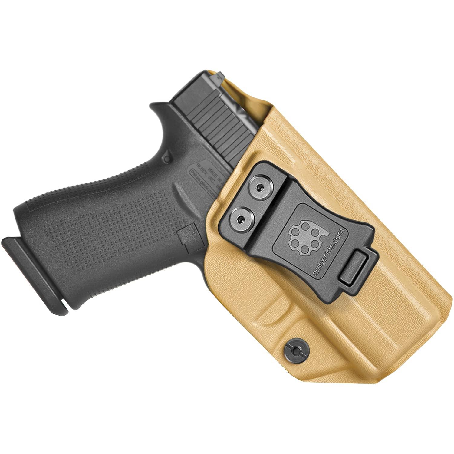 Amberide Amberide KYDEX Holsters for Glock 43/43X & 43X MOS | Adjustable Cant | Inside & Outside Waistband Concealed Carry Options | IWB & OWB for Ultimate Comfort & Stability (Coyote Brown, Right IWB)