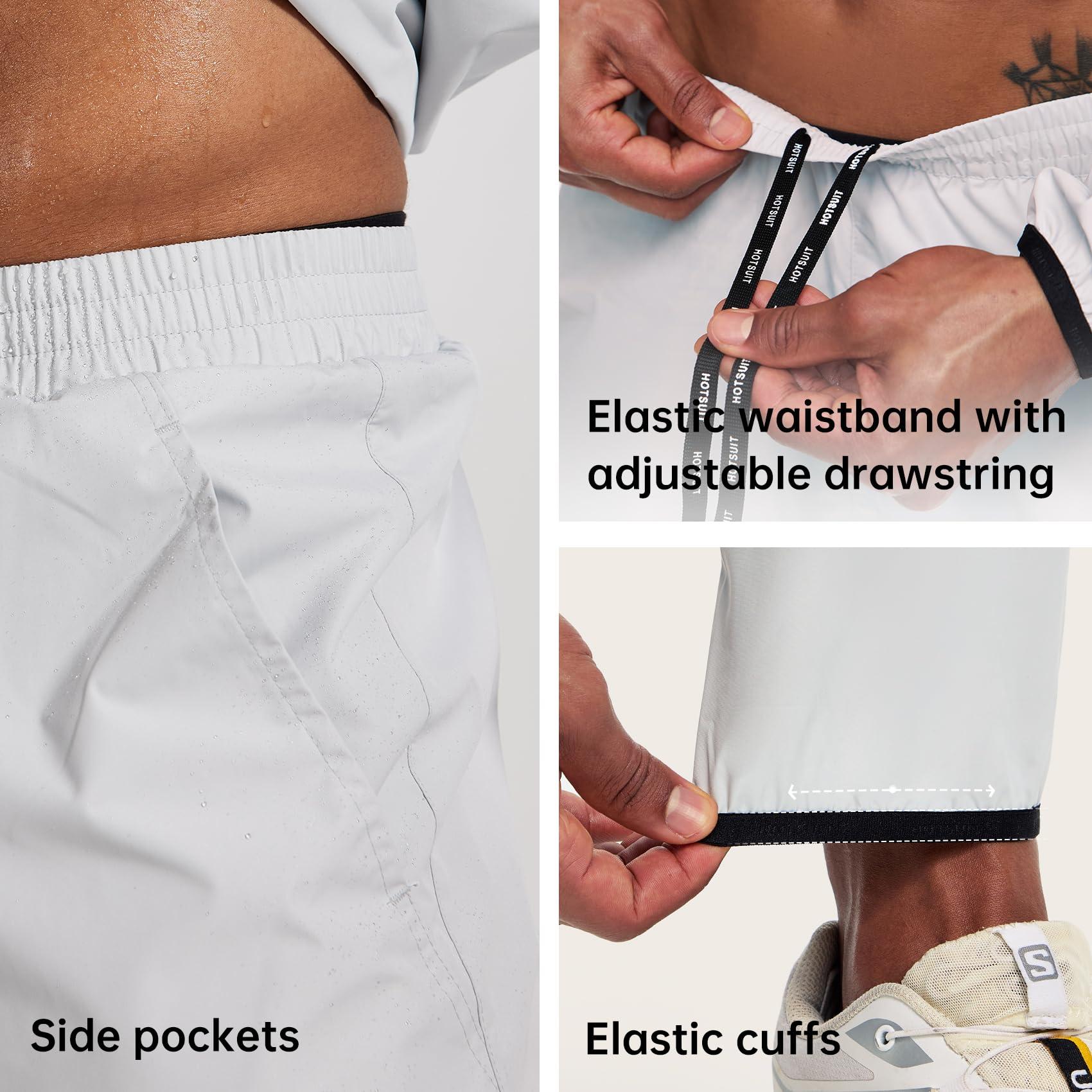 HOTSUIT HOTSUIT Sauna Suit for Men Sweat Sauna Jacket Pant Gym Workout Sweat Suits, Light Gray, XL