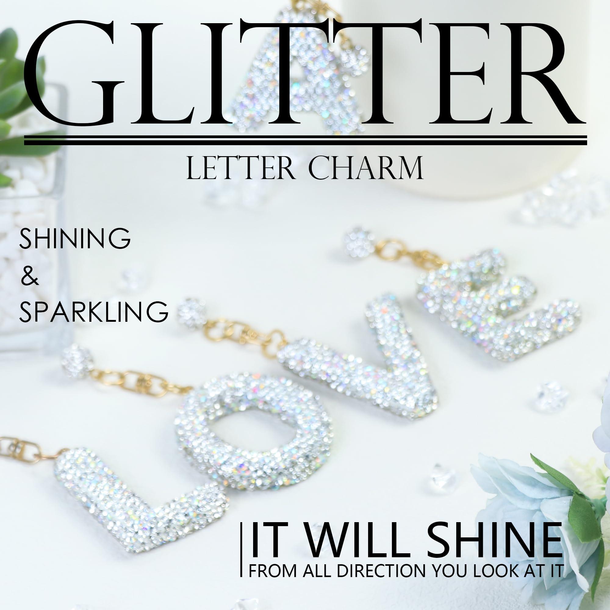 Mokoart Mokoart Glitter Letter Charms for Stanley Cup, Water Bottle Charms for HydroJug Traveler & Stanley Tumbler with Handle, Cute Initial Name ID with Bling Letter for Stanley Cup Accessories (T)