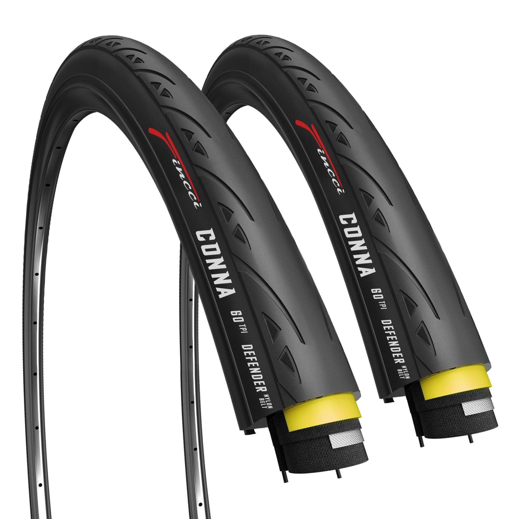 Fincci Fincci Pair 700 x 25c Foldable Tire, 25-622, 60 TPI with LVL3 Nylon Protection Ideal for Road, Touring, and Race Bicycles