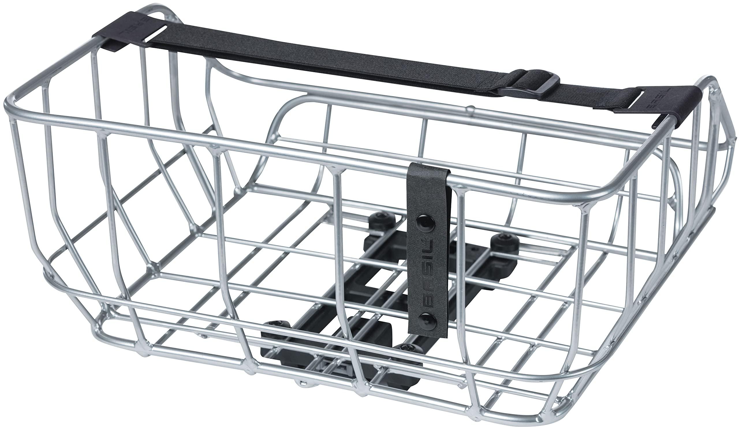 (Basil) Basil Bicycle Basket, Portland, Rear Basket, MIK Compatible, 5.2 gal (25 L), Rear Use, Chrome