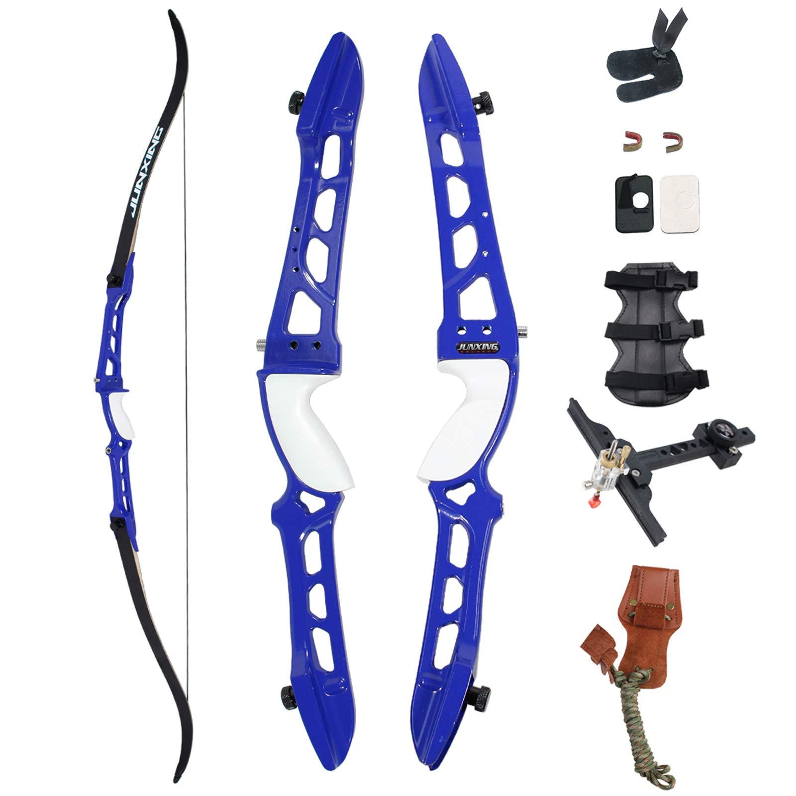 SinoArt SinoArt 68\" Metal Riser Takedown Recurve Bow Adult Archery Competition Athletic Bow Weights 20-36Lbs Right Handed Archery Kit (20Lbs, Blue)