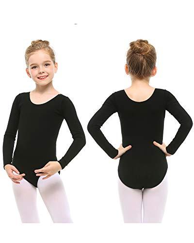 Stelle Stelle Girls Long Sleeve Team Basic Leotard Ballet Dance Gymnastics (Toddler/Little Kid/Big kid) (Black,5T)