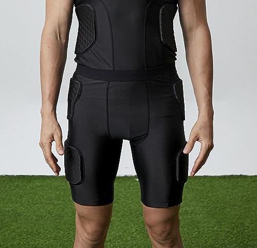 yingfeg bb STONEKISS Mens Padded Shorts Compression Protective Underwear Hip Butt Pad Short for Basketball Football Soccer Hockey Rugby Parkour Paintball Snowboard Ski Volleyball Training Shorts Size L Black