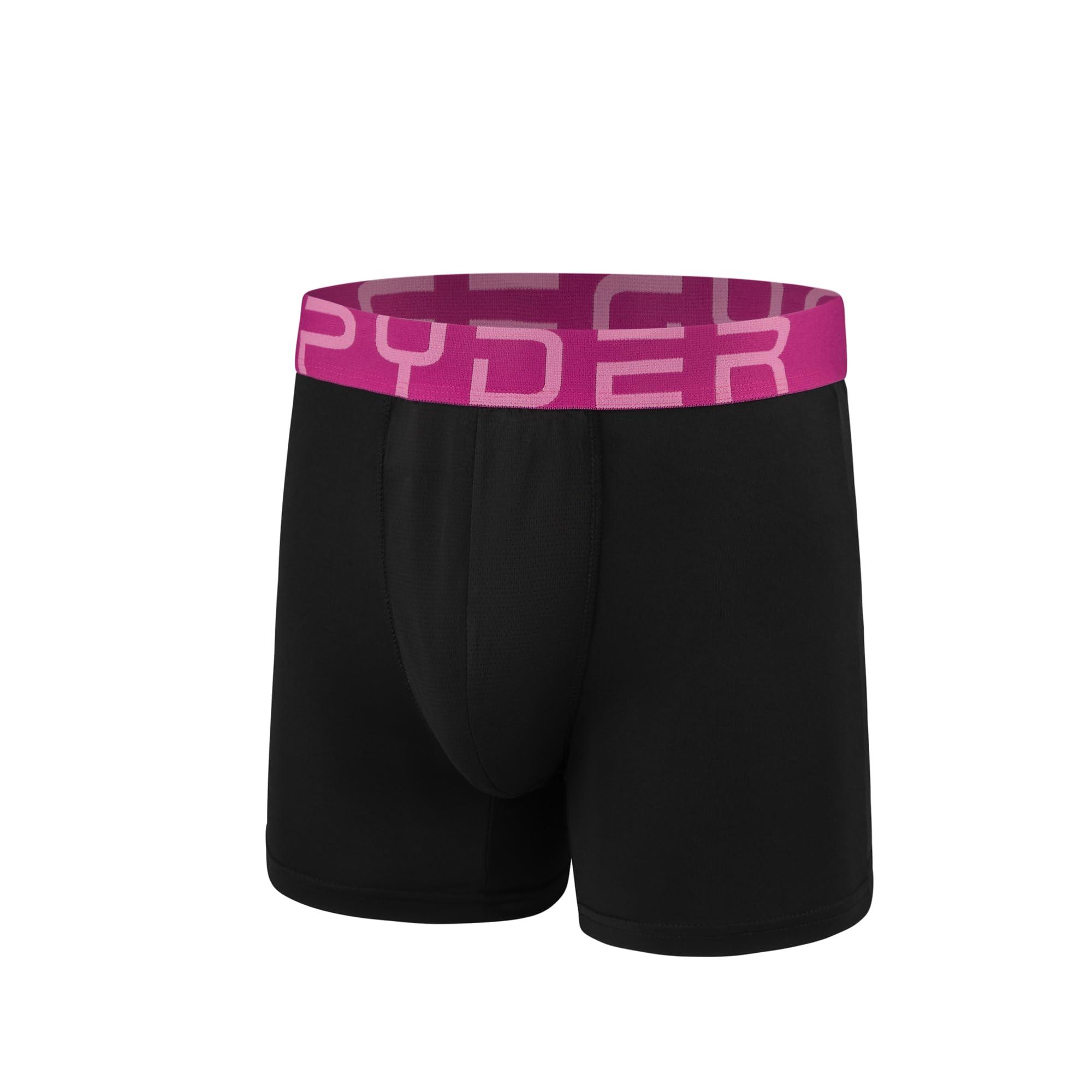 Spyder Spyder Mens Boxer Briefs 4 Pack Poly Spandex Performance Boxer Briefs Underwear (Black, Small)