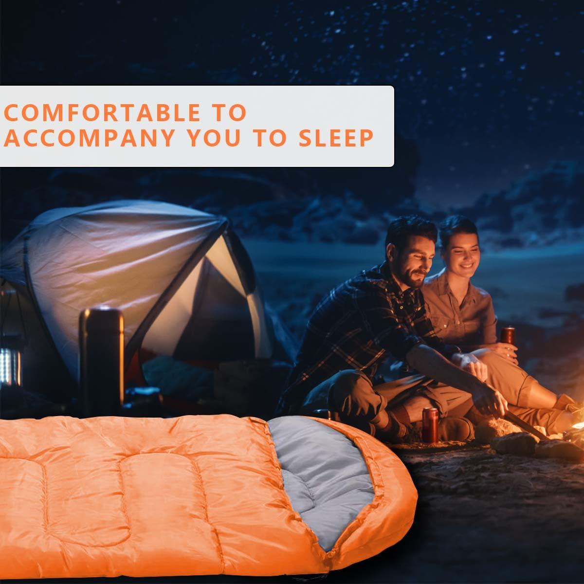 OBTANIM OBTANIM Camping Sleeping Bags Portable Waterproof Sleeping Bag for Adults Kids 4 Seasons Winter, Fall, Spring, Summer Backpacking Hiking Camping Mountaineering Indoor Outdoor Use (Orange)