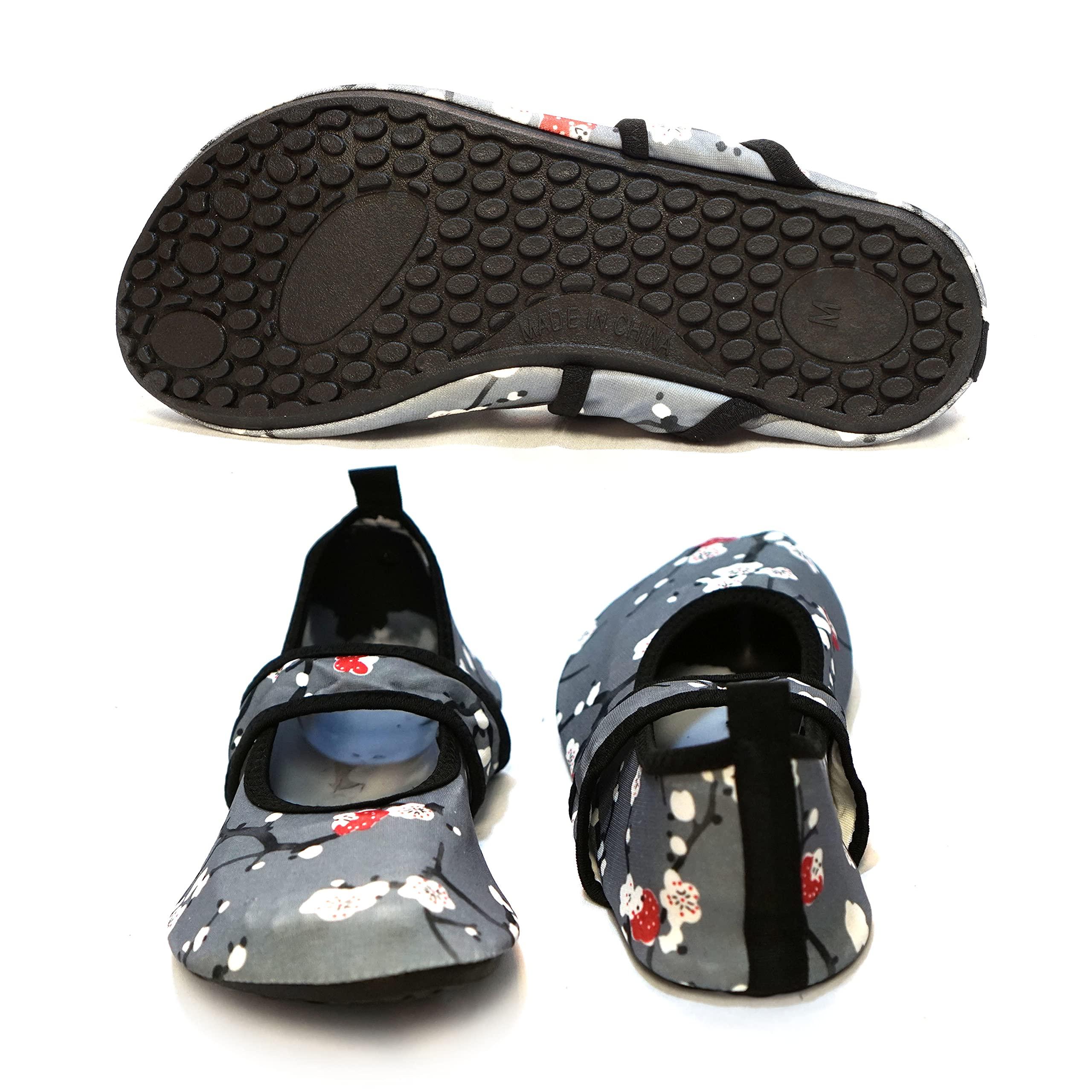 Nufoot Nufoot Futsole Women's Soft-Sided Shoes for Indoors/Outdoors, Foldable & Flexible Footwear for Sport, Exercise, Yoga or Travel, Dance Shoes, Cherry Blossom, Small