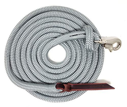 Knotty Girlz Knotty Girlz 9/16 Double Braid Polyester Yacht Horse Lead Rope Natural Horsemanship with Option of Loop or Snap 12ft. or 14ft. Lengths (Grey, 12 ft. Brass Trigger Snap)